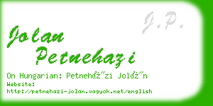jolan petnehazi business card